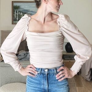 ASTR the label long sleeve square neckline blouse